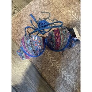 Shade and Shore light lift Bikini swimsuit top 36c blue pink green multi NWT